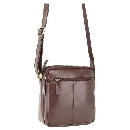 תיק צד מעור לגבר VISCONTI crossbody S-8 Brown