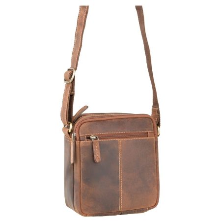 תיק צד מעור לגבר VISCONTI crossbody S-8 Oil Tan