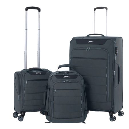 סט שלזינגר 3 חלקים מזוודה גדולה 28״ + טרולי 14.5״ + תיק עלייה למטוס SLAZENGER C-Lite